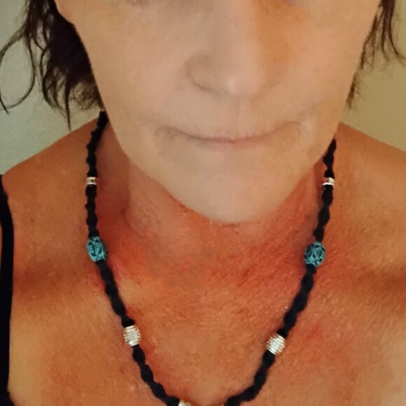 Egyptian Ankh Key of Life Cross on a 24 1/2" Handmade Black Hemp Chain - Picture 3 of 6